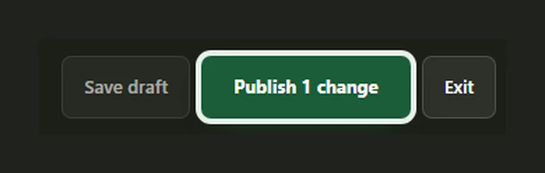 The Publish button showing 1 change waiting