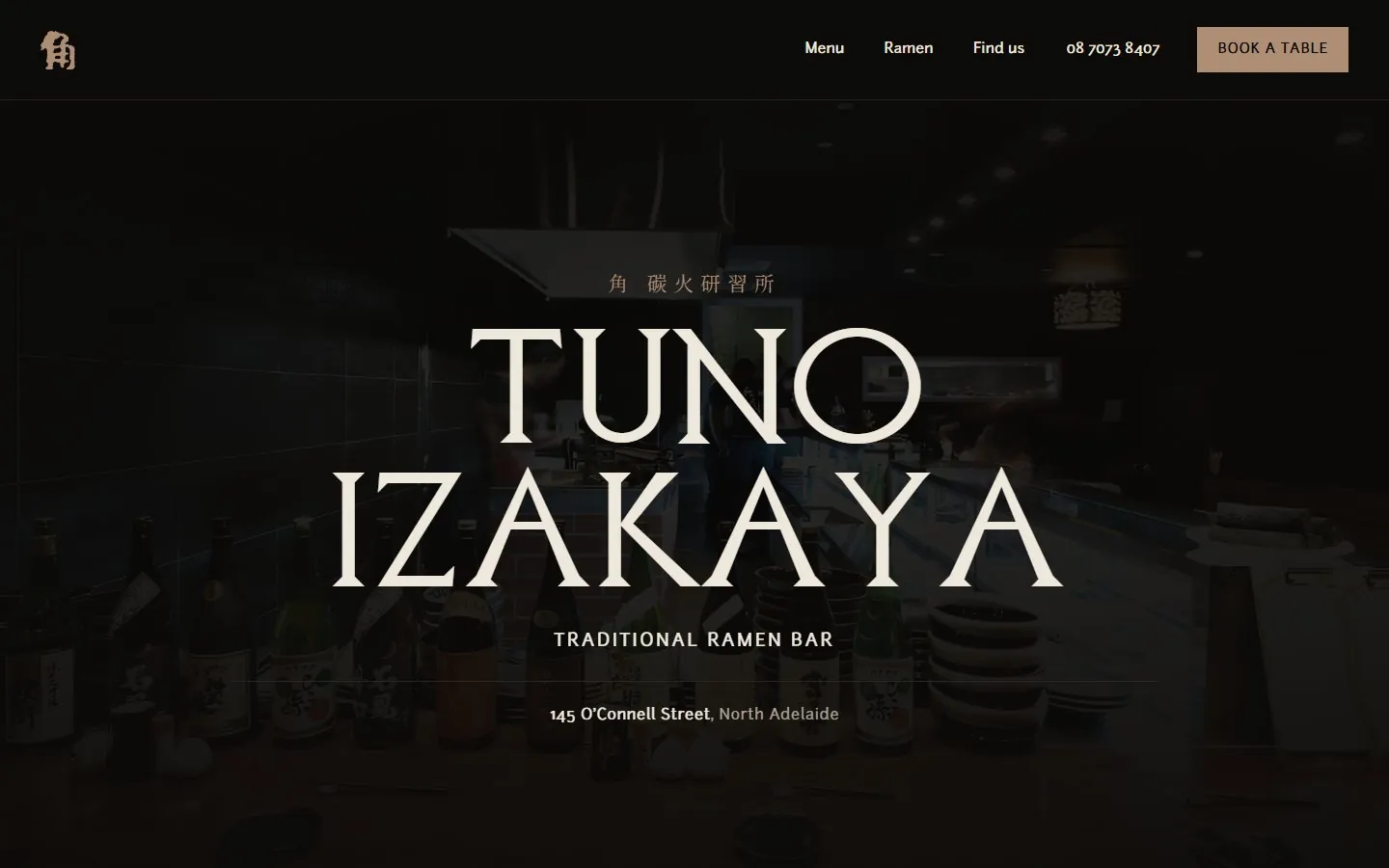 TUNO Izakaya website by JJT Digital